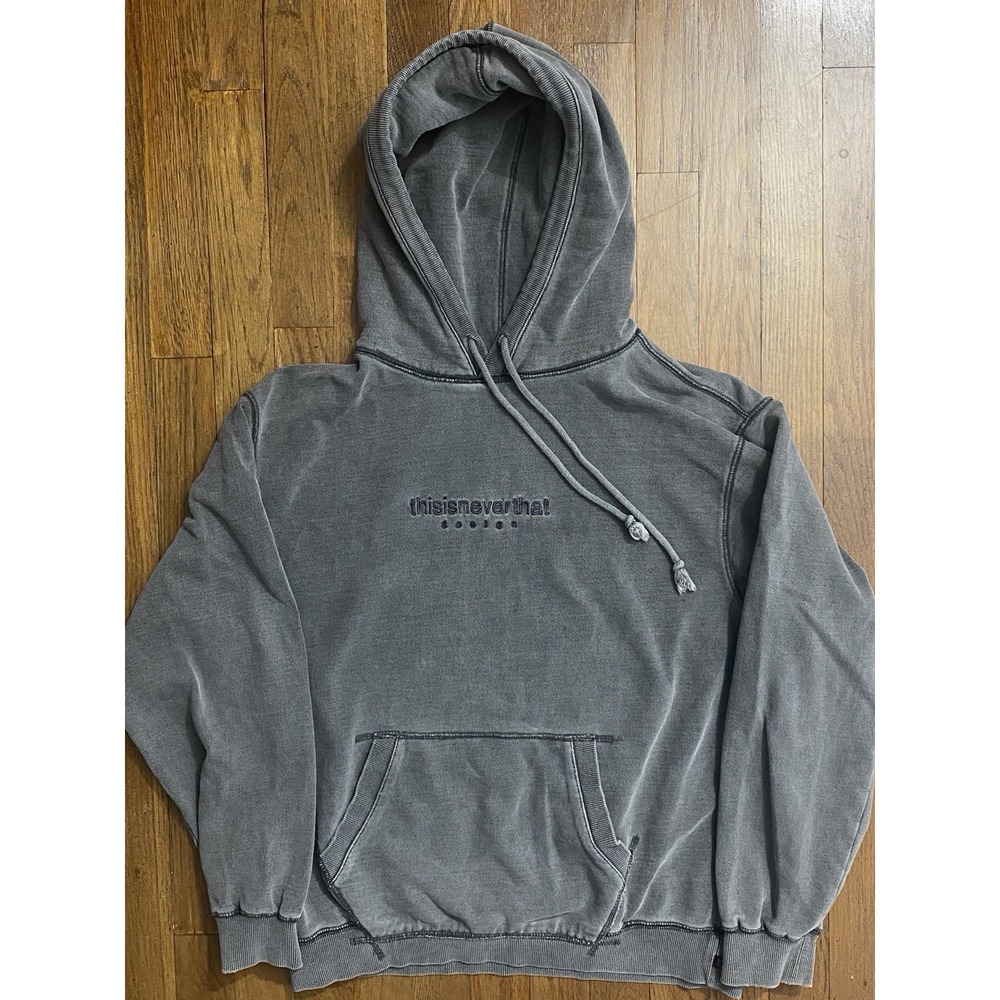 This Is Never That Men's‎ Embroidered Logo Hoodie Sweatshirt Gray Size Small